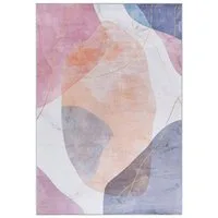 Mazovia Designteppich Modern Teppich Wohnzimmerteppich Abstrakt Vintage Rosa Violett, 120 x 170 cm, Fußbodenheizung, Allergiker geeignet, Rutschfest