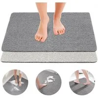 HEYHIPPO Duschmatte Rutschfeste Duschmatte – PVC, ohne Saugnäpfe, schnelltrocknend, grau, rutschhemmend beschichtet, schnell trocknend, PVC, Antirutsch Badematte mit Abflusslöchern – Luffa-Duschmatte, 80×80 cm