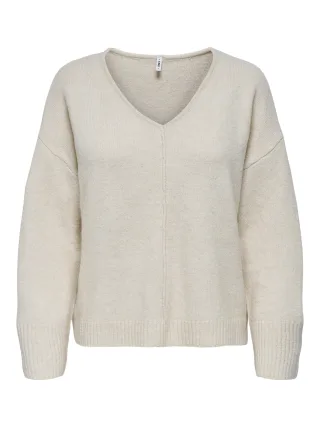 ONLY - ONLWHITNEY LIFE LS V-NECK KNT pumice stone - Gr. - L