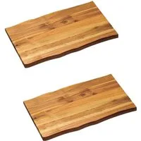 Kesper Schneidebrett Schneid- und Servierbrett 45 x 27 x 2 cm, 2er Pack, Akazienholz, Akazienholz, (2-St), Ideal zum Servieren von Speisen