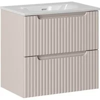 Lomadox Waschtisch NEWPORT-56-CASHMERE, 61cm mit Keramikwaschbecken, kaschmir, gerillte Front