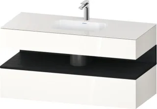 Duravit Qatego Einbauwaschtisch mit Konsolenwaschtischunterbau Weiß Hochglanz 1200x550x600 mm - QA47 QA4787016220010