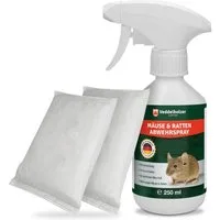 Veddelholzer Tierabwehrspray 250ml Mäuseabwehr Set mit Duftsäckchen natürliches Mäuseabwehrmittel, 250 ml, für Innen & Außen, Haus, Garten, Keller effektiv, hochwirksam Mäuse vertreiben ohne Gift und Chemie