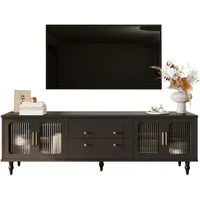 Merax Lowboard mit Schubladen und Türen, TV -Schrank mit Glastüren,Fernsehtisch Vintage,TV-Board