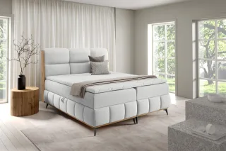 Boxspringbett Schlafzimmerbett CHARLIE PREMIUM 180x200cm Stoff Fibi Hellgrau