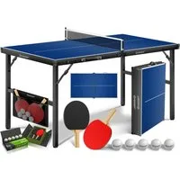 KESSER Mini-Tischtennisplatte Tischtennis Set, klappbarer Tischtennistisch (mit Netz, 2x Tischtennisschläger, 5x Tischtennisbälle & Zubehör-Tasche), In & Outdoor-fähig (im wettergeschützten Bereich)