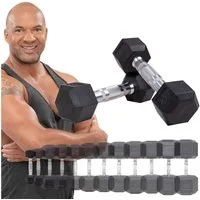 Miweba Sports Hantel-Set Premium Hexagon Kurzhantel Set HGH100 - 7 verschiedene Varianten, (2er-Set, Hantelpaar, Gusseisen-Kern, kreuzgerändelte Struktur, konische Form), Hantelgewichte Gewichte Fitness Sport Hantel Kurzhantel Set