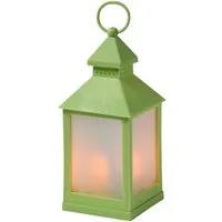 MARELIDA LED Laterne LED Laterne mit Flammeneffekt flackernd 24cm Batteriebetrieb grün, LED Classic, ultra-warmweiß / bernstein (1800K bis 2100K)