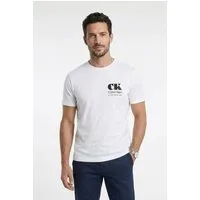 Calvin Klein Jeans T-Shirt Rundhalsausschnitt, reine Baumwolle, großer Rückendruck