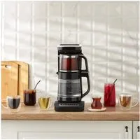 Karaca Wasserkocher Karaca Robotea Pro 4in1 Teekocher + Kaffeemaschine,Glas Schwarz Chrom, 2500 W