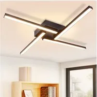 Nettlife LED Deckenleuchte Flur Wohnzimmer Schwarz moderne Kristall Deckenlampe 12/24W, LED fest integriert, Warmweiß, ohne Kristalle 24W 56.6*56.6*4.8cm für Wohnzimmer Flur Schlafzimmer