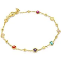 Miore Armband TA005SB - mit 7 Zirkonia in 925 Sterling Silber vergoldet 18Kt Gold, Armkette Länge 17 cm + 2 cm Extension - Made in Italy