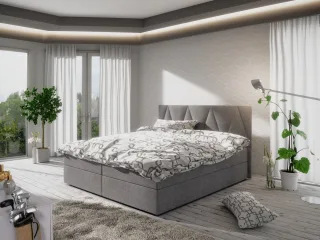 Boxspringbett Schlafzimmerbett GALA 140x200cm Grau inkl.Bettkasten