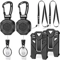 FELIXLEO Schlüsselanhänger Set 2 Set Schlüsselanhänger Ausziehbar 80cm Stahlseil Ausweishülle ID (2-tlg)