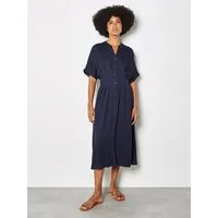 Apricot Midikleid Plissiertes Midikleid Einfarbig