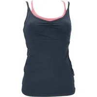 Guru-Shop T-Shirt Yoga-Top mit Bra aus Bio-Baumwolle OM - schwarz Festival, Ethno Style, alternative Bekleidung