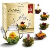 Creano Tee Erblühtee MIX 0,5l Glaskanne weißer, grüner & schwarzer Tee 6 Sorten, 1 x 0.5 l, 500 ml, 6 St.