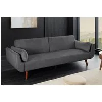 riess-ambiente Schlafsofa DIVANI 220cm grau/braun - Samt, Walnussholz, inkl. Kissen, Retrodesign, Einzelartikel 1 Teile, 3-Sitzer mit Bettfunktion - ideal für Wohn- und Schlafzimmer oder Loft