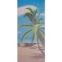 CONACORD Türvorhang Decona Paradise Dekovorhang bunt, Hakenaufhängung, halbtransparent, 90 x 200 cm, Bambus - blickdicht dank hoher Stranganzahl