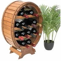 DanDiBo Weinregal Holz Stehend Weinfass 12 Flaschen Braun gebeizt Flaschenregal, Flaschenhalter Fass