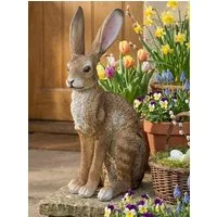 Arnusa Gartenfigur Hasenfigur große Tierfigur 51cm Gartendeko Osterdeko wie echt Feldhase, lebensecht Hase