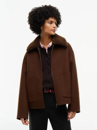DF WOOL ZIP THROUGH JACKET Legacy Brown - Gr. - M