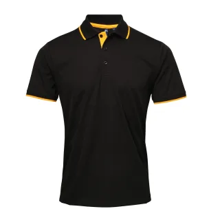 Premier Mens Contrast Coolchecker Polo Shirt (Schwarz/Sonnenblume)