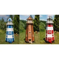 DSH DEKO SHOP HANNUSCH Gartenfigur Leuchtturm 1,40 m Holz mit 230 V Beleuchtung