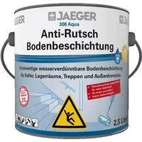 Jaegerlacke Bodenversiegelung Aqua Anti-Rutsch Bodenbeschichtung 306 seidenmatt (2,5 Liter), geprüfte Rutschhemmung R10, für innen und außen, rasche Trocknung