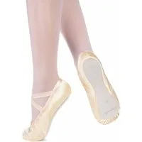 tanzmuster Ballettschuhe Nicky aus Satin mit ganzer Ledersohle Tanzschuh Ballettschläppchen für Mädchen