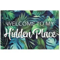 Primaflor-Ideen in Textil Fußmatte VELVET - HIDDEN PLACE, Made in Belgium, rechteckig, Höhe: 5 mm, Schmutzfangmatte, Motiv Dschungel, mit Spruch, waschbar, rutschhemmend