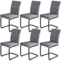 Jiexi Esszimmerstuhl Esszimmerstuhl Grau gepolstert mit Freischwinger Gestell 2er/4er/6er (Set), Schwingstuhl