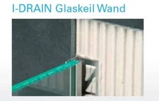 I-DRAIN Glaskeil Wand 2,10 m, Edelstahl, gebürstet,h1 25mm,h2 12mm ID210GW