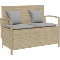 vidaXL Gartenbank Gartenbank mit Stauraum und Kissen Beige Poly Rattan (1-St)