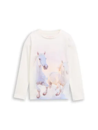 tom tailor kids - Langarmshirt mit Foto-Print Whisper White - Gr. - 134
