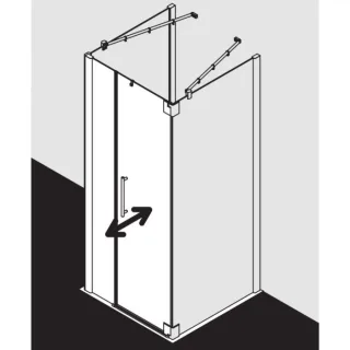 Kermi Pasa XP Pendeltür 1-fl. u Festfeld für Seitenwand PX1FL080201AK 80x200cm, silber mattglanz, ESG klar, links, auf Duschwanne