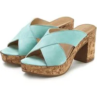 LASCANA Sommerschuh, offener Schuh, Sandalette, Mule, Pantolette aus Leder mit Blockabsatz in Kork-Optik