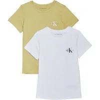 Calvin Klein Jeans Rundhalsshirt 2-PACK MONOLOGO SLIM TEE (Packung, 2-tlg., 2er-Pack) mit Calvin Klein Jeans Logoprint auf der Brust