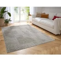 TaraCarpet Teppich Taipe-Onda Hasenfell extra weich Hoch-Tief-Struktur, rechteckig, Höhe: 13 mm, Hasenfell Fliese grau Wohnzimmer Schlafzimmer Esszimmer 240X340