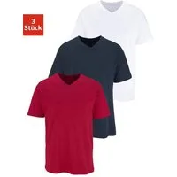 H.I.S T-Shirt mit V-Ausschnitt, V-neck, Unterziehshirt (3er-Pack) unifarben, V-neck, aus Baumwolle