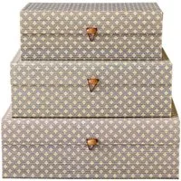 Chic Antique Holzkiste Chic Antique - 3er Schachtel Set Box Kiste mit Deckel Bambus Muster