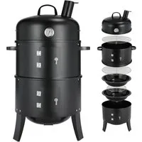 TLGREEN Smoker Räucherofen, 3 in 1 Smoker Grill, Holzkohlegrill, Räuchertonne Räuchergrill Watersmoker, Ø44,5x80 cm