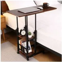 BlingBin Beistelltisch 3-stufiger Beistelltisch mit 4 Rädern, Höhenverstellbarer Kaffeetisch (1er Set, 1-St., Produktabmessungen: 80*40*65-91cm), 360 ° Drehbarer C-förmiger Teetisch für Wohnzimmer Arbeitszimmer