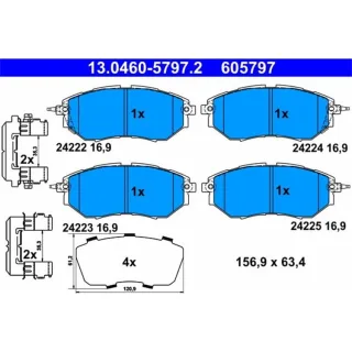 ATE Bremsbel?ge vorne Subaru Forester Legacy IV