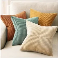 Topfinel Kissenbezug 40x40 4er set Kissenbezüge 50x50 Kordsamt mit Streifen deko Sofa, kissenbezug Orangeblau Farbverlauf Schlafzimmer Weich Hautfreundlich
