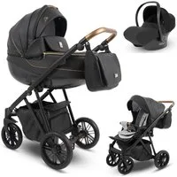 BabyMerc Kombi-Kinderwagen Vip Lux 4 in 1 inkl. Sportsitz, Autositz und Zubehör in 8 Farben