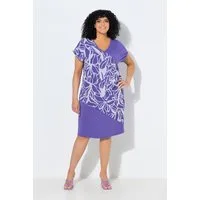 Ulla Popken Minikleid Jerseykleid Chiffon-Überwurf V-Ausschnitt Halbarm