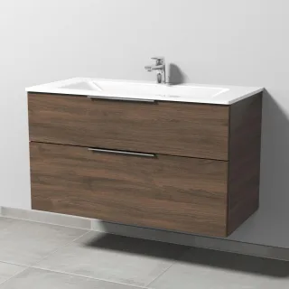 Sanipa 3way Glas-Set Glas-Waschtisch und Unterbau mit 2 Auszügen, Eiche-Arizona UM20480