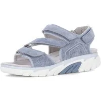 rollingsoft Sandalette Keilabsatz, Riemchensandale mit Lochmuster und Ziernähten, G-Weite