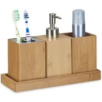 relaxdays Seifenspender Bad-Accessoires-Set Bambus